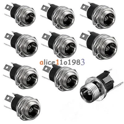 10PCS DC Power Supply Jack Socket Female Panel Mount Connector 3-Pin 5.5 x 2.1mm - Image 1 of 4