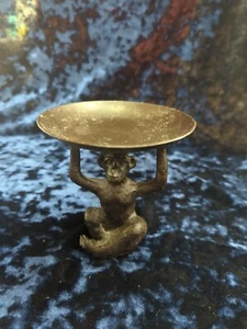 Vintage Metal Cast iron Monkey  Candle Holder 3.75" Tall Andrea By Sadek  - Picture 1 of 6
