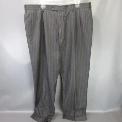 Pantalones de vestir Jos A Bank plisados a rayas para hombre talla 40x31 gris oscuro pantalones Foto 1 de 4