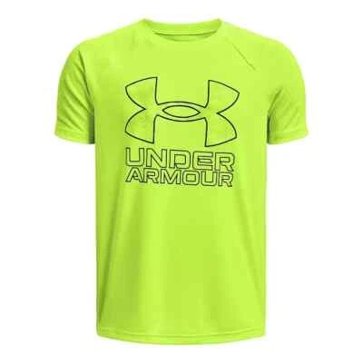 NEW Under Armour BIG Boy Tech Hybrid Short-Sleeve Poly T-Shirt Lime Surge XLARGE - Image 1 of 2