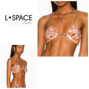 New. L*SPACE orange paisley chain bikini top. Medium. Retails $99 - Picture 1 of 11