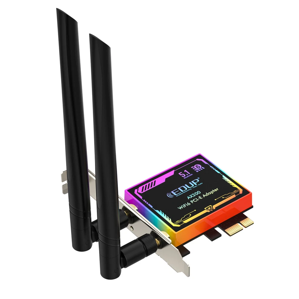 AX200 PCIe Desktop PC Wireless Adapter LED Heatsink WiFi-6 Bluetooth AX Network - Image 1 of 4