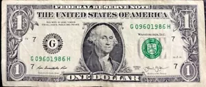2013 $1 FRN Birthday Note September 6, 1986 (9/6/1986) Serial# G09601986H - Picture 1 of 4