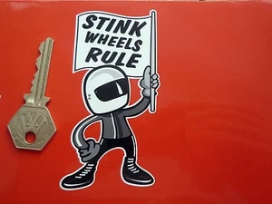 STINK WHEELS RULE 2 Stroke Bike Rider STICKER 4" Kawasaki MZ Suzuki Yamaha Moped - Picture 1 of 1