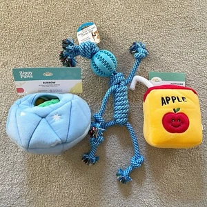 Dog Chew Toys Plush Rope Rubber Squeaky Burrow Teething LOT OF 3 Zippy Paws NEW - Picture 1 of 4