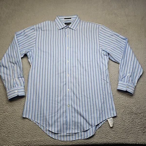 Land's End Shirt Adult Size 16.5 33 Blue Striped Long Sleeve Button Down Oxford - Picture 1 of 15
