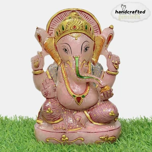2.4 Kg Natural Pink Rose Quartz Ganesha Idol Sculpture Figurine Home Decor Gift - Picture 1 of 7