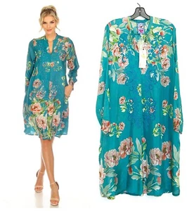 NWT $465 Johnny Was Embroidered Romano Flower Viorel 42" Long Tunic Dress - Picture 1 of 24
