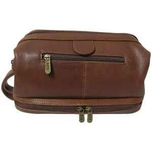 Amerileather 26-2 Amerileather Leather Toiletry Bag Brown - Picture 1 of 1