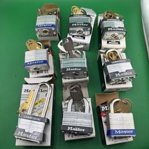Lot Of 9 New Mixed Size Master Locks FREE SHIPPING - Picture 1 of 4