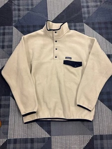 Men's Patagonia Synchilla Neutral Beige/White Fleece Jacket Mens Sz L - Picture 1 of 6