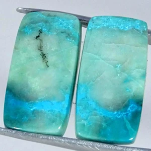 Coppia Cuscini Shattuckite 100% Naturale 20,10Cts Pietra Preziosa Cabochon 10X20X4MM - Foto 1 di 4