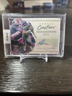 2023 Aidan Hutchinson Panini Impeccable Canvas Creations Auto /75 Detroit Lions  - Image 1 of 2