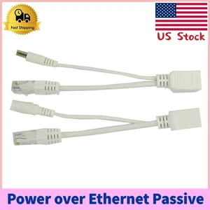 Power Ethernet Passive PoE Adapter Injector Splitter Kit 5v 12v 24v 48v White US - Picture 1 of 7