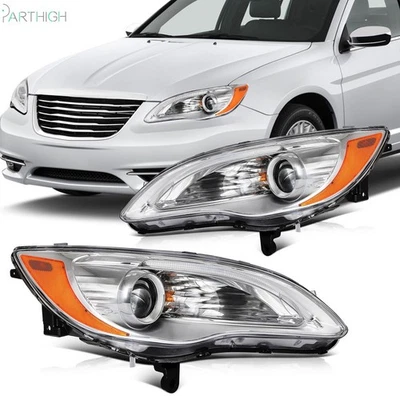 For 2011-2014 Chrysler 200 Headlights Assembly Chrome Housing w/LED DRL Pair - Изображение 1 из 4
