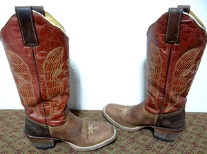 Botas de cuero REYME Western vaquero punta cuadrada para mujer talla 6,5 - Imagen 1 de 11