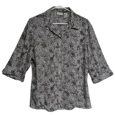 Blusa Covington Top Mujer Grande Estampado Animal Manga 3/4 Abotonada L (14-16) Foto 1 de 4