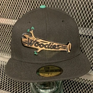 New Era Black Down East Wood Ducks Authentic Woodies 59FIFTY 7 5/8 Fitted Hat - Picture 1 of 13
