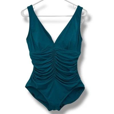 NUEVO Traje de Baño Coco Reef Una Pieza Talla 12 36D Acanalado Cuello en V Con Aros Azul Natación  Foto 1 de 4