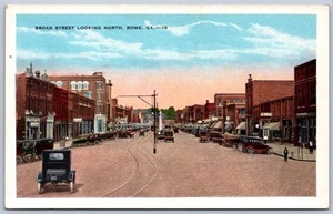 K24/ Rome Georgia Postcard c1930 Broad Street Stores Autos 368 - Picture 1 of 4
