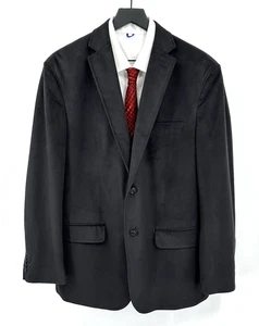 PRONTO UOMO Jacke Blazer Sport Mantel Zweiknopf Samt Wildlederimitat schwarz LARGE - Bild 1 von 7