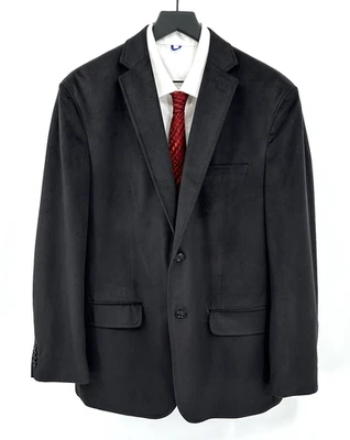 PRONTO UOMO Chaqueta Blazer Abrigo Deportivo Dos Botones Terciopelo Imitación Gamuza Negro GRANDE Foto 1 de 4