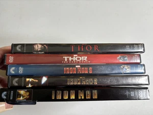 LOT 5 DVDs Iron Man 1 2 3 & Thor 1 & Dark World Marvel Downey Jr Hemsworth - Picture 1 of 3