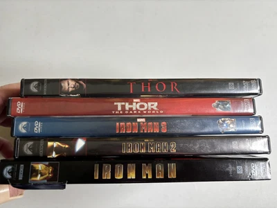 LOT 5 DVDs Iron Man 1 2 3 & Thor 1 & Dark World Marvel Downey Jr Hemsworth - Image 1 of 3
