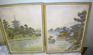 2 SIGNED NISABURO ITO WOODBLOCK PRINT SARUSAWA POND IN NARA & GOLD PAVILION KYOT - Picture 1 of 12