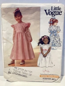 1989 Original Little VOGUE Sewing Pattern 2271  dress size 5 UNCUT FREE  P&P - Picture 1 of 4