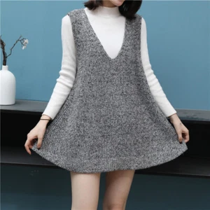 Lady Knit Vest Jumper Pullover Sleeveless Sweater V Neck Tank Tops Waistcoat - Picture 1 of 19