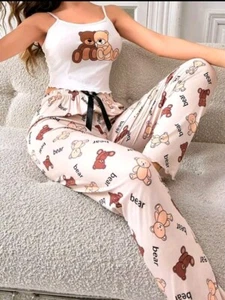 Women's pajamas with bear design long pants - Picture 1 of 7