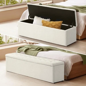 Storage Ottoman 140 X 41 X 35 Tufted Foot Rest Stool Bench Home Bedroom Furnitur - Picture 1 of 12
