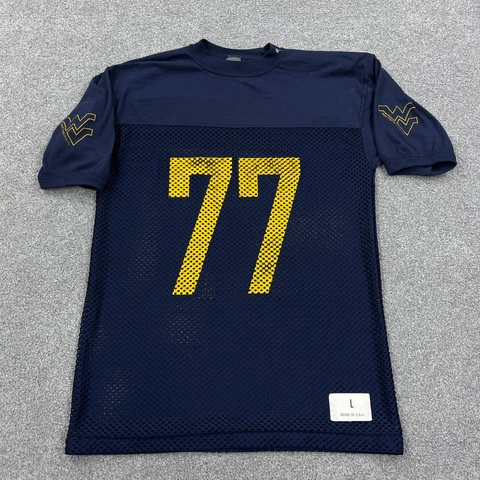 Vintage West Virginia Mountaineers Shirt Men Large Blue Jersey Tee USA Made 77 * Cover