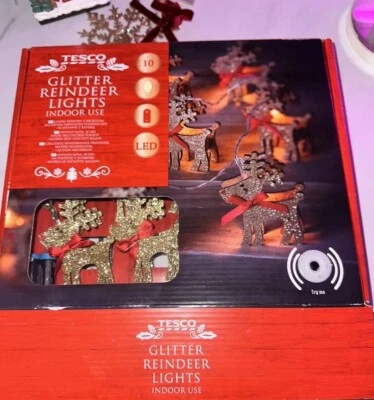 Christmas Glitter Reindeer LED String Lights Indoor Xmas Decor - Image 1 of 4