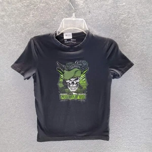 Under Armour Boys T-Shirt Medium Black By Land Pirate Skull Mess with the Best - Picture 1 of 9