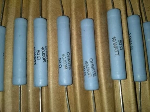 Qty 25-OHMITE-40J50R- AXIAL LEAD WIREWOUND RESISTORS 50 OHM, 10W, 5% - Picture 1 of 7