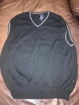 Tommy Hilfiger Suéter Chaleco XXL Hombre Negro Hecho en Italia 100% Algodón Foto 1 de 4