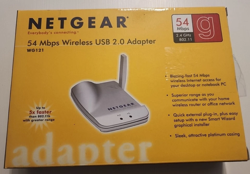 NEW! Netgear WG121 Wireless 54Mbps 802.11g USB Adapter - Image 1 of 1