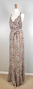 Monsoon Dress 20 Grey Maxi Sleeveless Spot Polka Dot Gypsy Belted Wrap Front - Picture 1 of 7