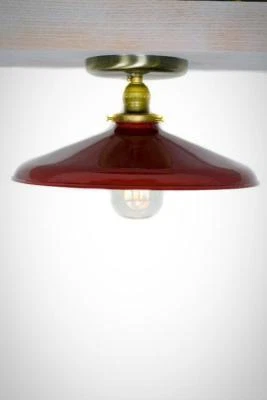 Промышленный глянцевый красный фарфоровый эмалированный абажур 12 дюймов крепление заподлицо (варианты) - Изображение 1 из 4