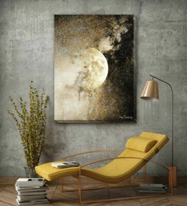 Moon Stretched Canvas Print Framed Wall Art Home Restaurant Office Decor F139 - Imagen 1 de 3