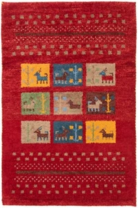 Gabbeh Hand-Knotted 35 3/8x23 5/8in-Nomadic, Oriental, -carpet, Rug - Picture 1 of 6