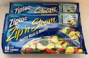 Lot Of 2 Ziploc Zip N Steam Cooking Bags 10 per package Medium New 20 Total - Picture 1 of 4