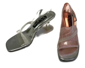 NINA - Tacones transparentes para mujer correas plateadas y heladas GANDOR talla 8 M - Imagen 1 de 2