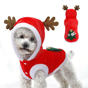 Fleece Hoodie Christmas Dog Clothes Chihuahua Yorkie Dog Coat Vest Xmas Holiday