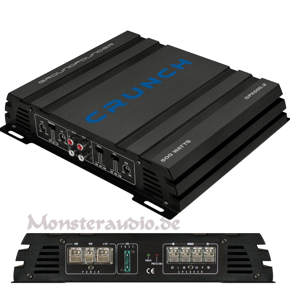 Crunch GPX-500.2 500 WATT 2-Kanal Auto Verstärker Subwoofer Endstufe PKW KFZ - Bild 1 von 1
