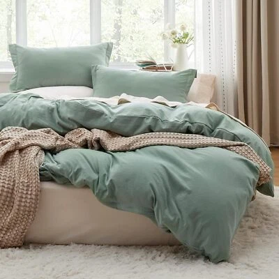 BEDSURE Sage Green Duvet Cover Queen Size - Soft Prewashed Queen Duvet Cover