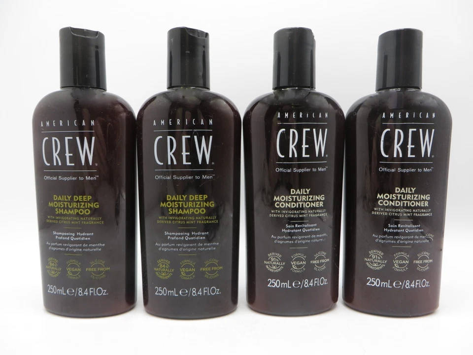 CHAMPÚ/ACONDICIONADOR HIDRATANTE PROFUNDA DIARIO AMERICAN CREW 8,4 oz (4 botellas) Foto 1 de 2