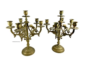 Massiver Messing 6 armiger Kerzenleuchter (2) Ende 19. Jahrhundert neoklassizistisch antik - Bild 1 von 15